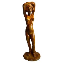 Brutalist Plaster Sculpture of Female Nude