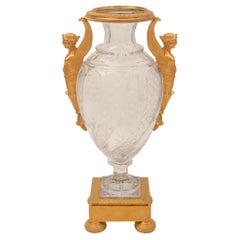 French 19th Century Neo-Classical St. Ormolu and Baccarat Crystal Urn
