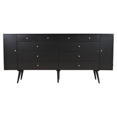 Paul McCobb Planner Group Black Lacquered 20-Drawer Chest Of Drawers, Newly Refinished