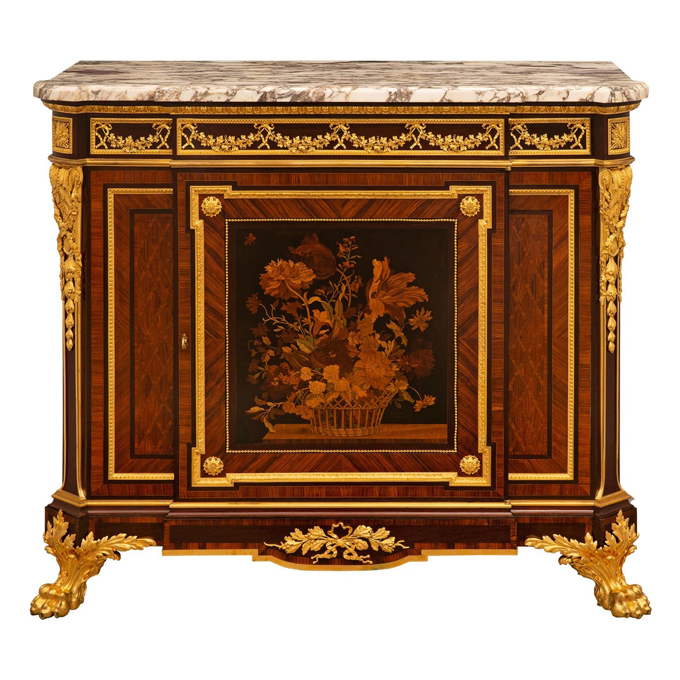 A French 19th Century Louis XVI St. Mahogany, Ormolu And Rosso