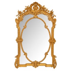 Doppelgerahmter Spiegel aus vergoldetem Holz im Louis-XVI-Stil des 19. Jahrhunderts