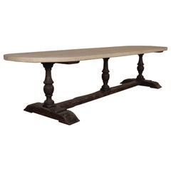 Antique Italian Pine Trestle Table