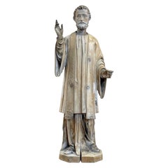 Seltener, 18. Jahrhundert  Geschnitzte Holzstatue des Heiligen Francis Xavier