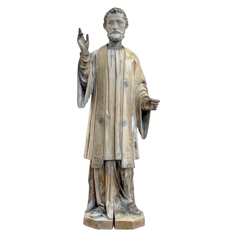 Rare, 18th Century Carved Wood Statue of St Francis Xavier For Sale at ...