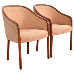 Ward Bennett for Brickel Associates Landmark Sculpted Ash Upholstered Tub Chairs