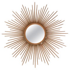 Brass Sunburst Mirror by Chaty Villauris