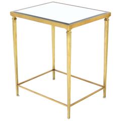 Solid Brass Tapered Leg Beveled Glass Mirror Top Side End Table