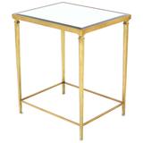 Solid Brass Tapered Leg Beveled Glass Mirror Top Side End Table