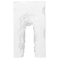 Contemporary Stool in Sculpted Fiber Matte and White Gloss