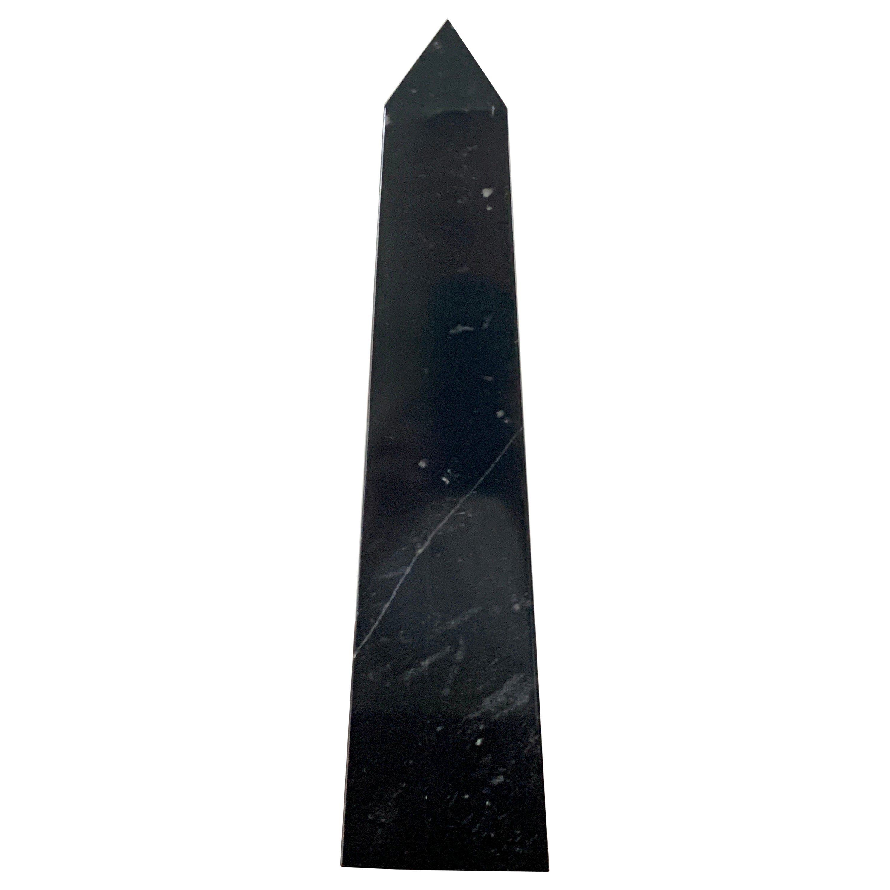 Neoclassical Solid Marble Black and Gray Obelisk