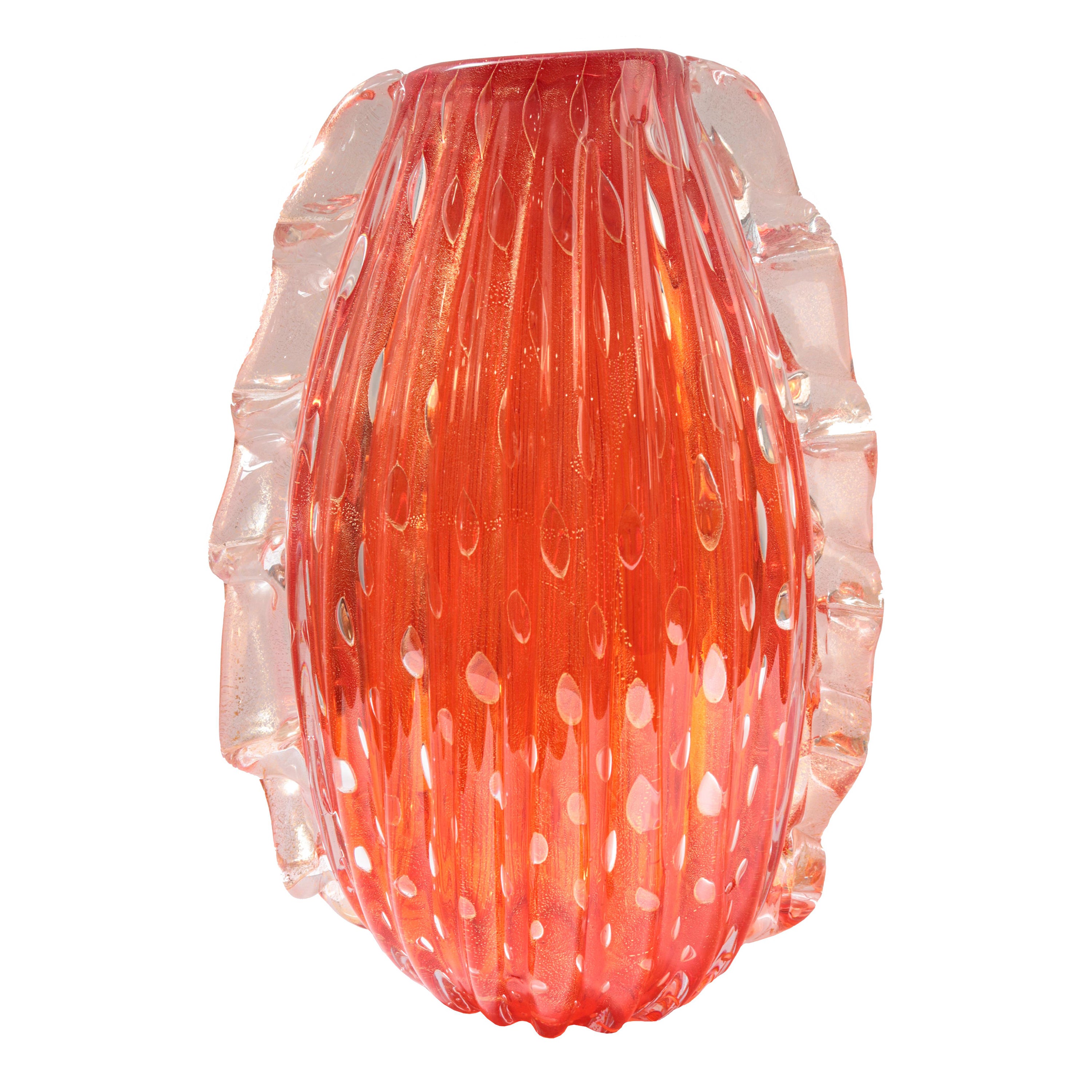 Italian Art Glass Vase by Toso For Sale
