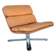 1970s Vintage Leather "Solo" Lounge Chair by John Follis for Fortress