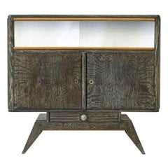 French Art Deco Cerused Oak Bar Cabinet