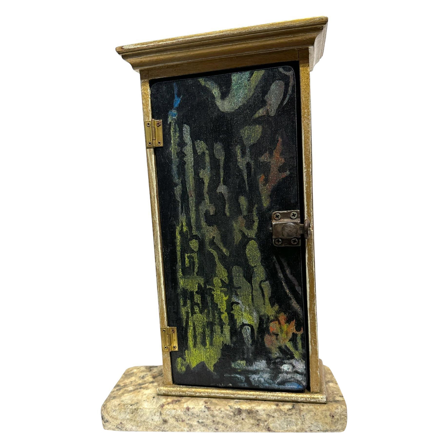 The Closet, Vanity Mirror Objet d'Art Box with Opening Door and Small Portraits For Sale