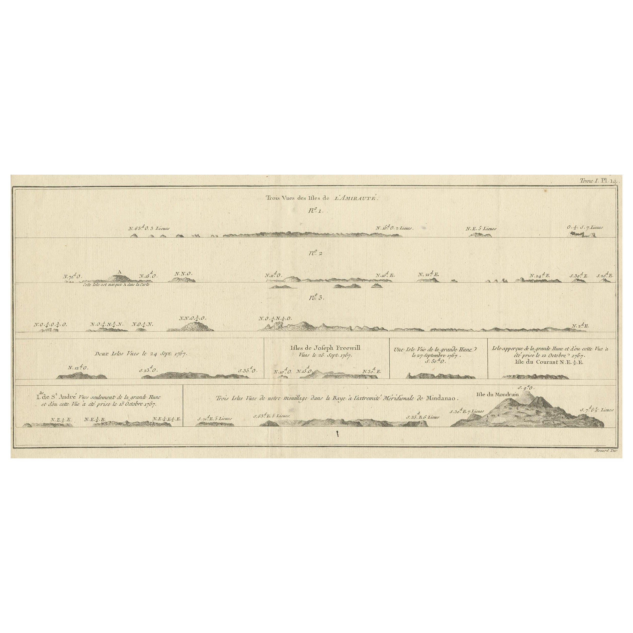 Antique Print with Coastal Views of the Admiralty Islands For Sale
