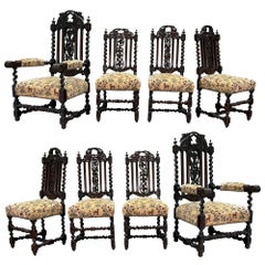 Spanish Colonial Carved Solomonic Dining Chairs