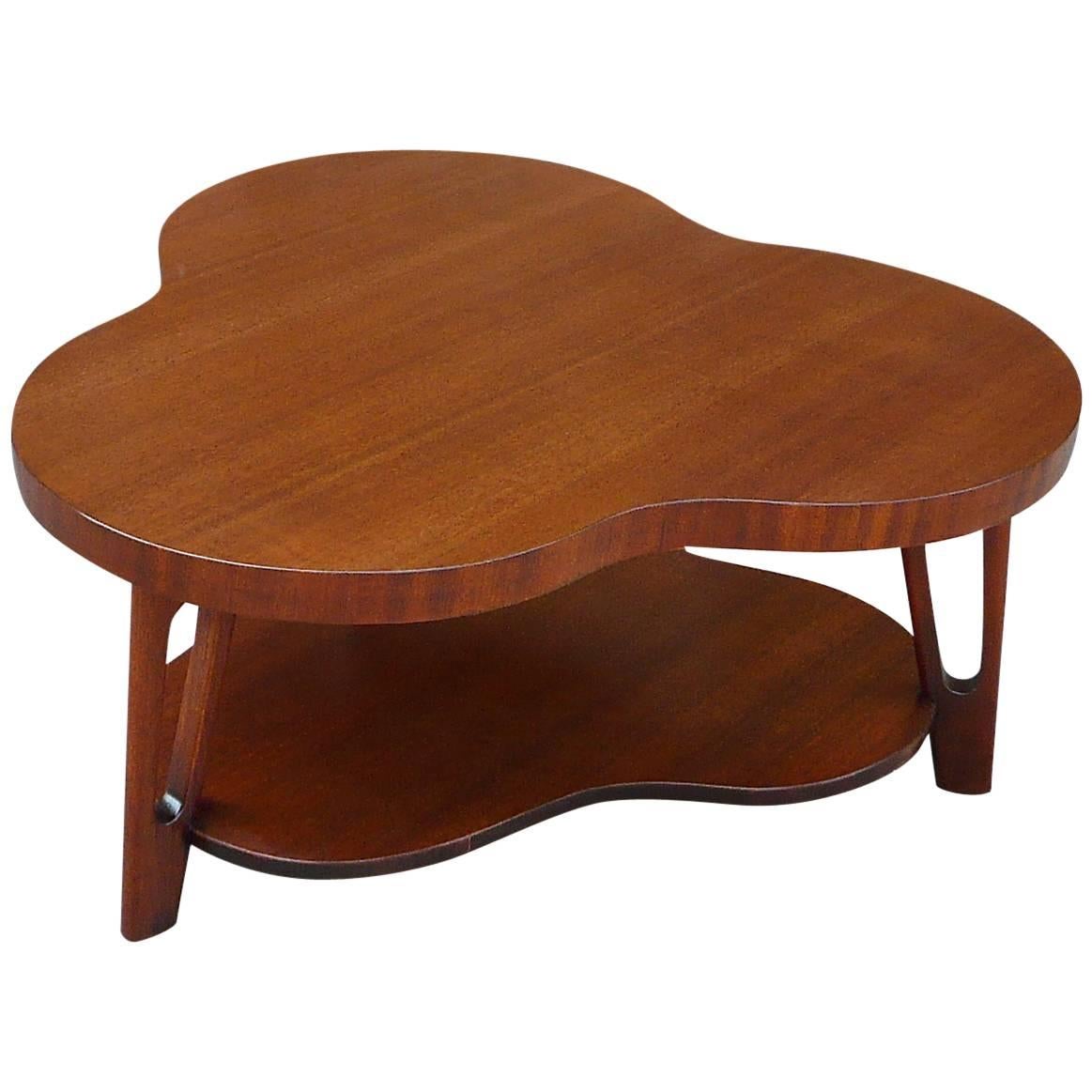 Mid-Century Mahogany Clover Shape Coffee Table Attributed To Glibert Rohde