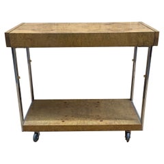 Milo Baughman for Lane Furniture Burl-Wood and Chrome Side Extending Bar Cart