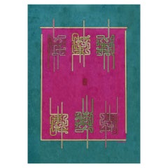 Maze II Contemporary Handknotted Style Wool Rug Rankin Rugs 'Pink/Turquoise'