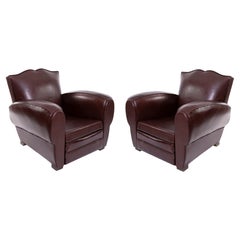 French Art Deco 1930s Leather Lounge Chairs 