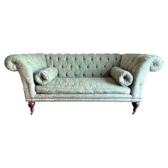 Vintage Drexel Tufted Scroll Arm Chesterfield Sofa for Lillian August