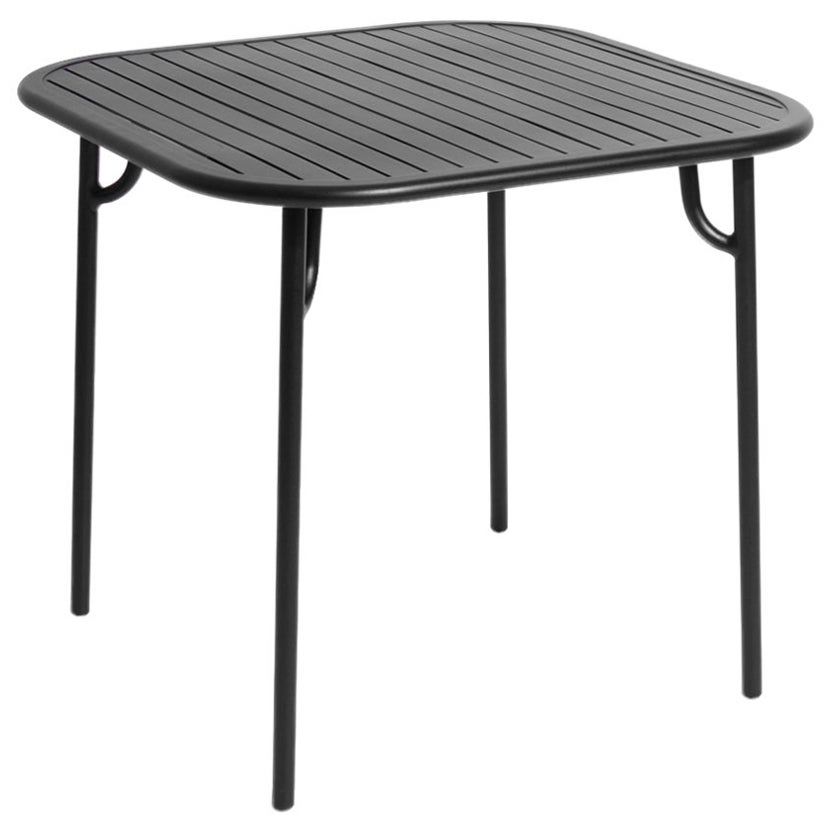 Petite Friture Week-End Square Dining Table in Black Aluminium with Slats For Sale