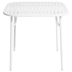 Petite table de salle à manger carrée Friture Week-end en aluminium blanc avec ardoises