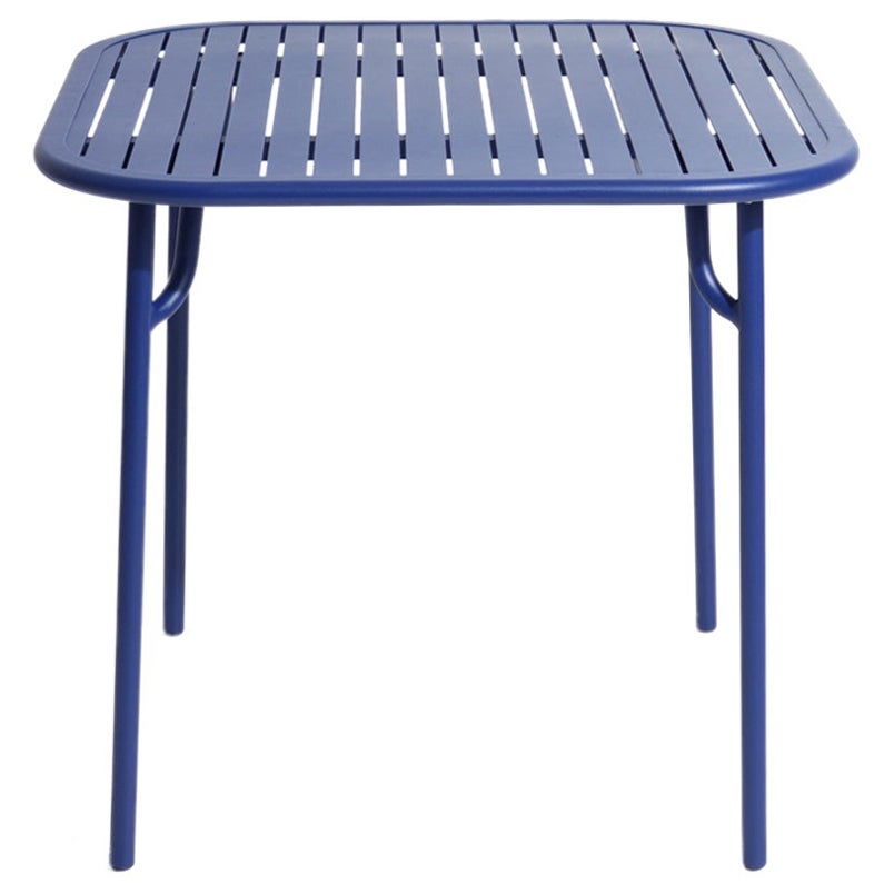 Petite Friture Week-End Square Dining Table in Blue Aluminium with Slats For Sale