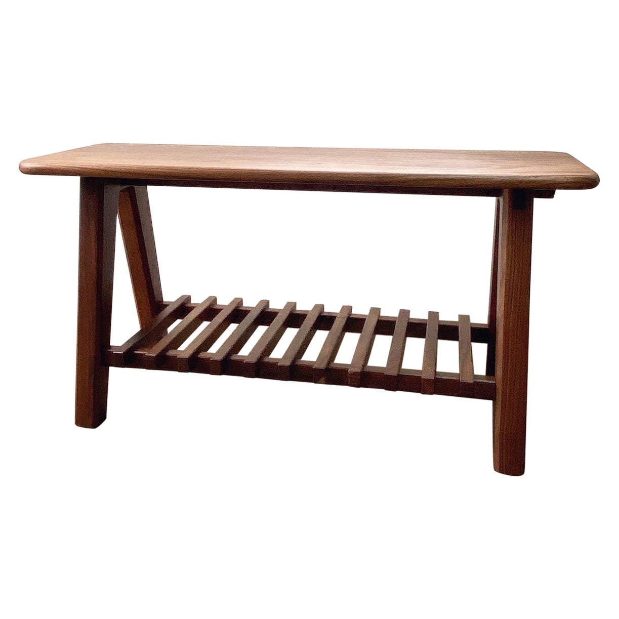 Handmade Stroll Bench from Liminal Studio, Walnut, White Oak For Sale