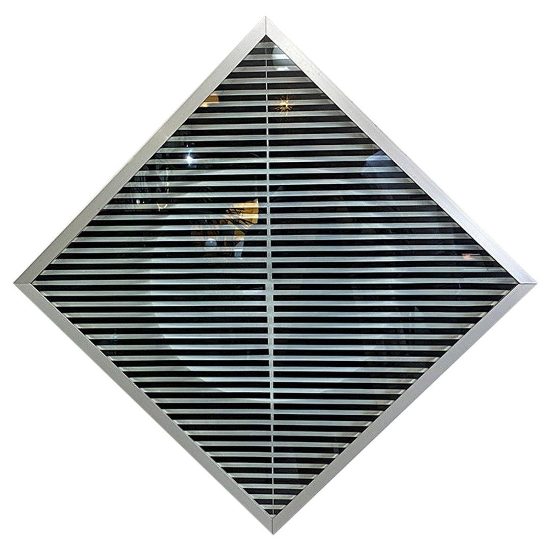 Italian Modern Aluminium and Glass Decorative Panel with Geometric Pattern 1970s