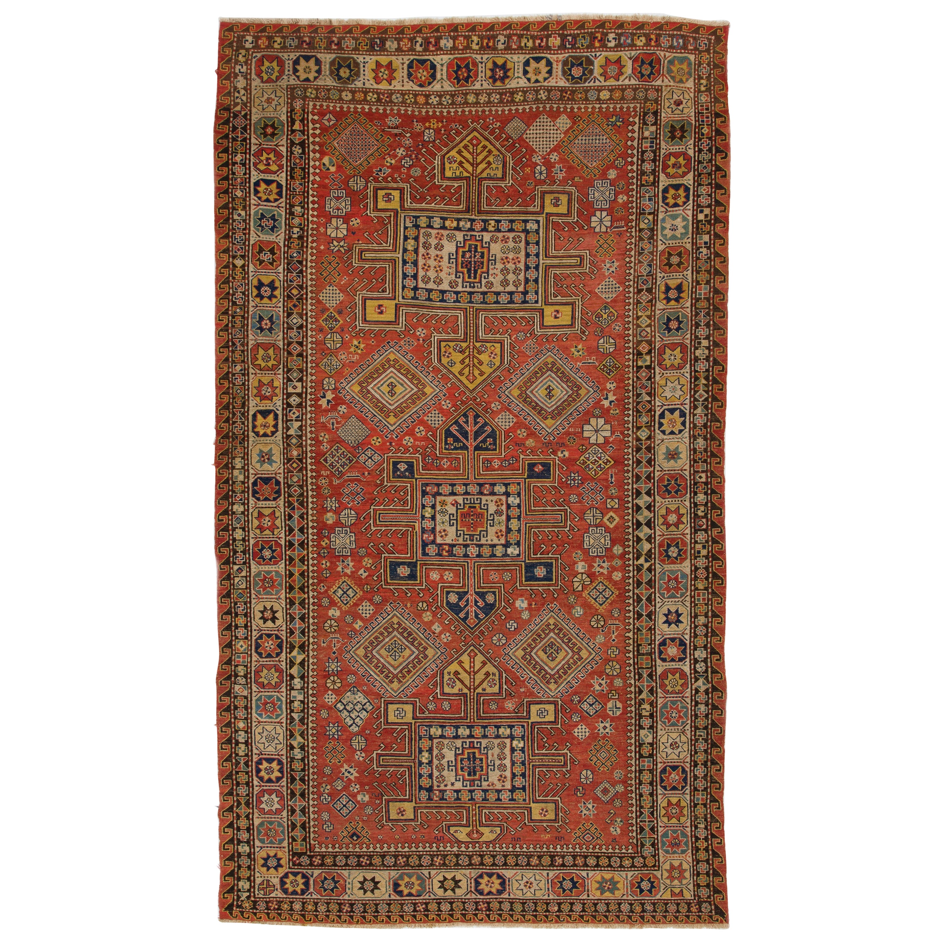 5.7x10 ft Antiker kaukasischer Konaghend Soumak Teppich, um 1875, Collectors Carpet im Angebot