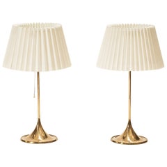 Pair of Brass Table Lamps Model B-024 by Bergboms, Sweden, 1960s
