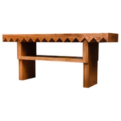 Vintage Sawtooth Bench in Solid English Oak, Designed and Handmade by Loose Fit, UK