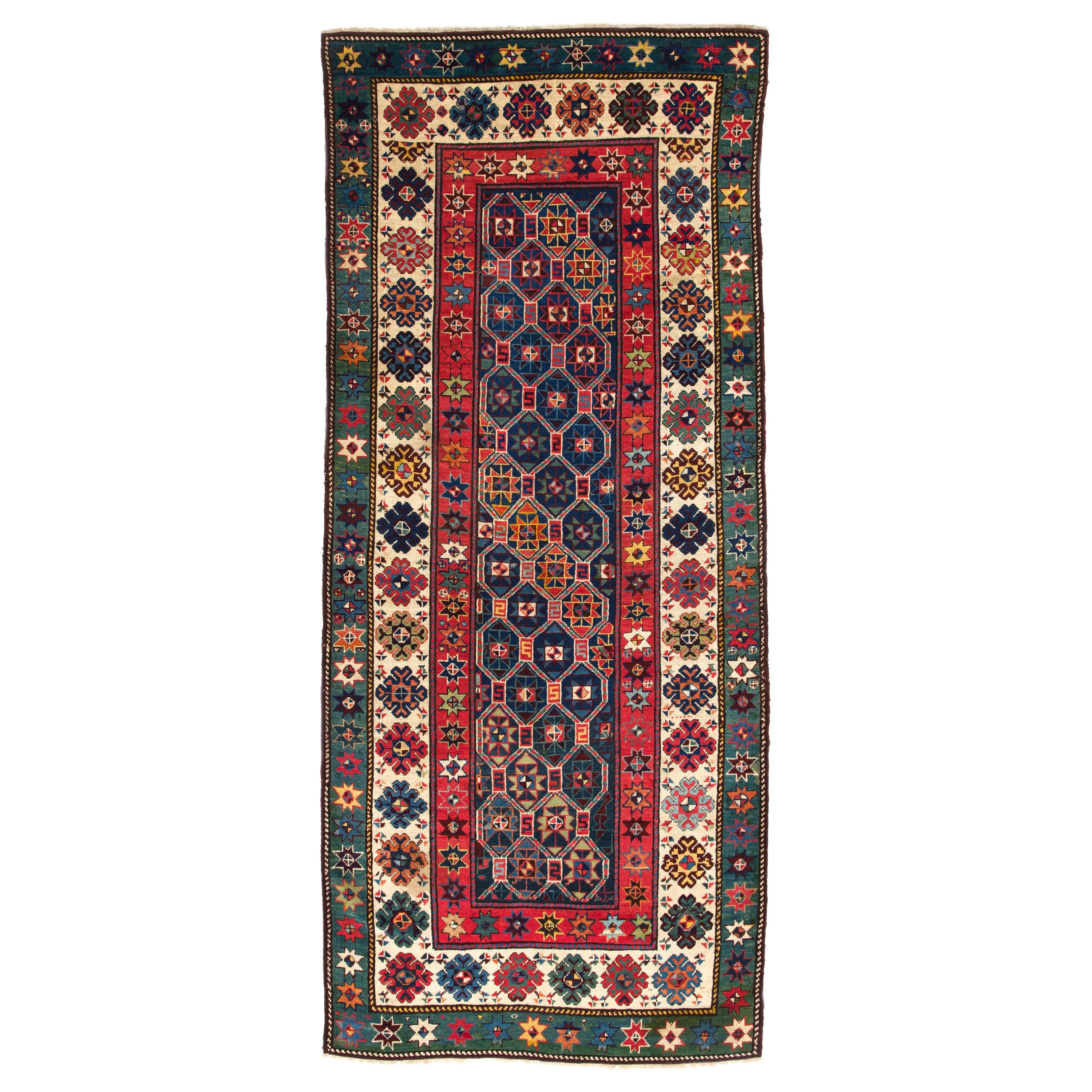 4x9 ft Antique Caucasian Talish Runner Rug, Rare 19th Century Collectors Carpet For Sale