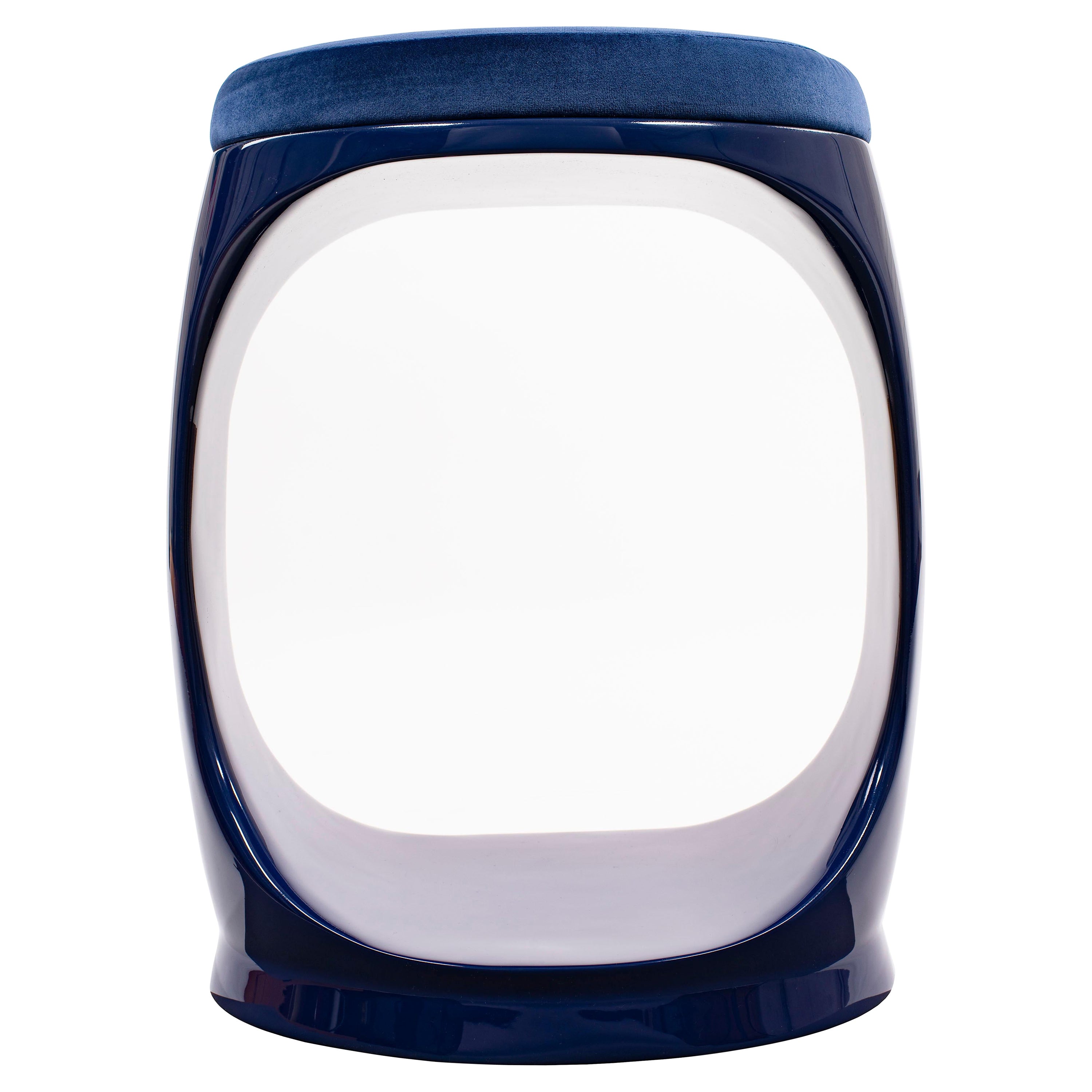 Contemporary Stool by Cyril Rumpler Signet Ring, Pouf Seats Navy Blue For Sale