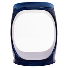 Contemporary Stool by Cyril Rumpler Signet Ring, Pouf Seats Navy Blue