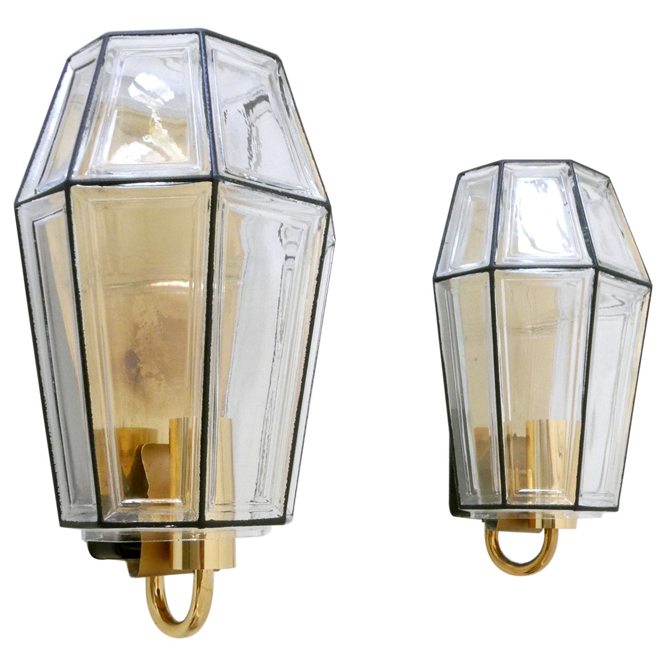 Set of Two Mid-Century Modern Sconces or Wall Fixtures by Glashütte Limburg For Sale