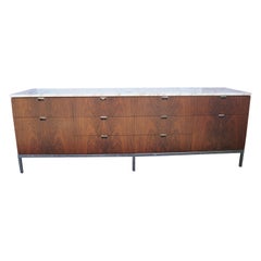 Rosewood Credenza with Marble Top by Florence Knoll
