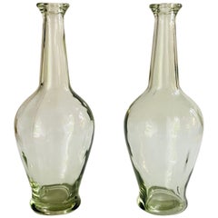 Decorative Vintage Transparen Glass Bottles in Glass, France circa 1960 Set of 2
