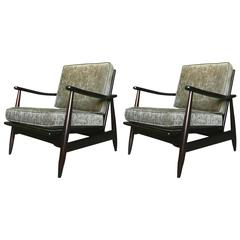 Pair of Ebonized Danish Modern Lounge Chairs