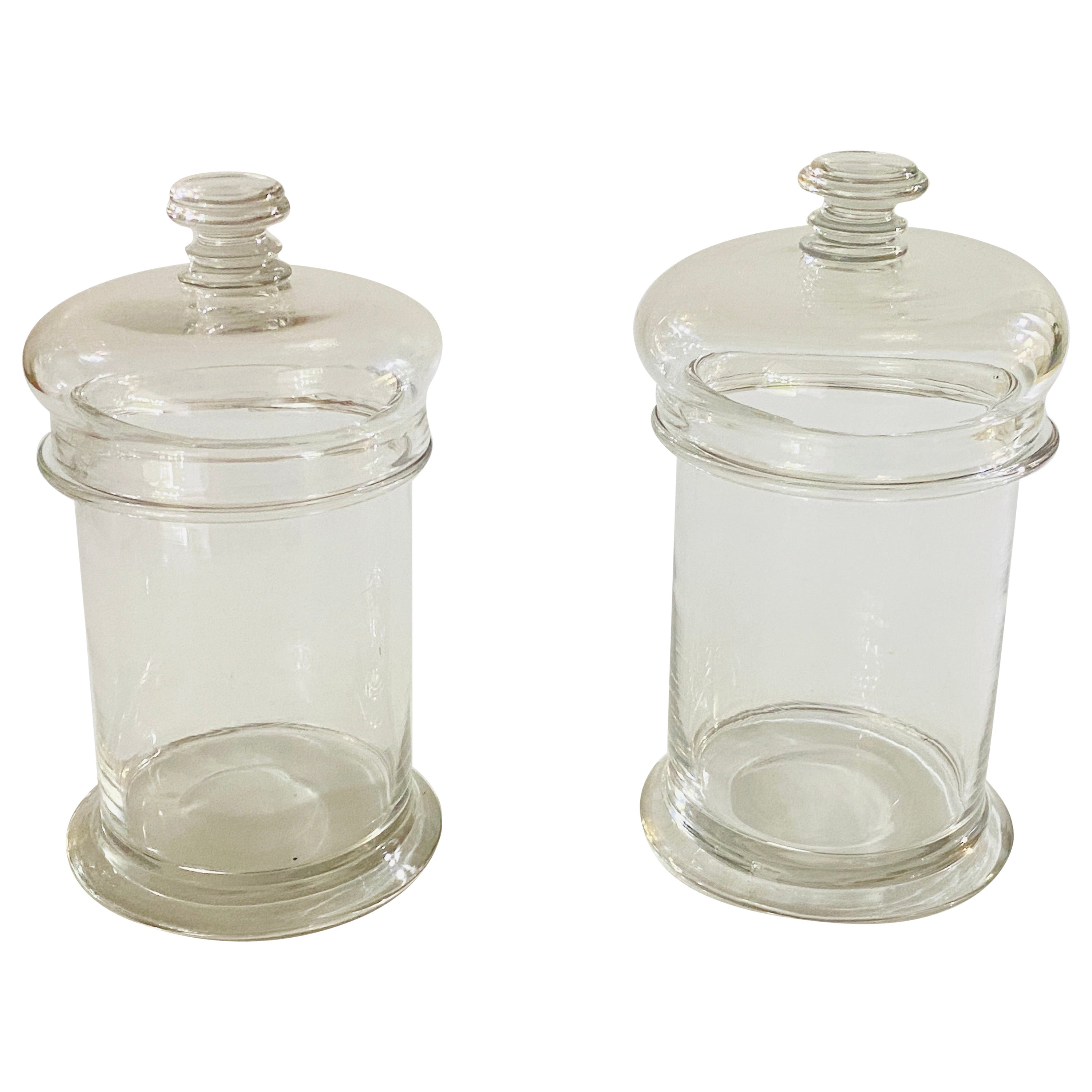 Glass Pot with a Lid Box or Bottle, Transparent Color, France, circa 1960 For Sale