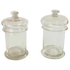 Vintage Glass Pot with a Lid Box or Bottle, Transparent Color, France, circa 1960