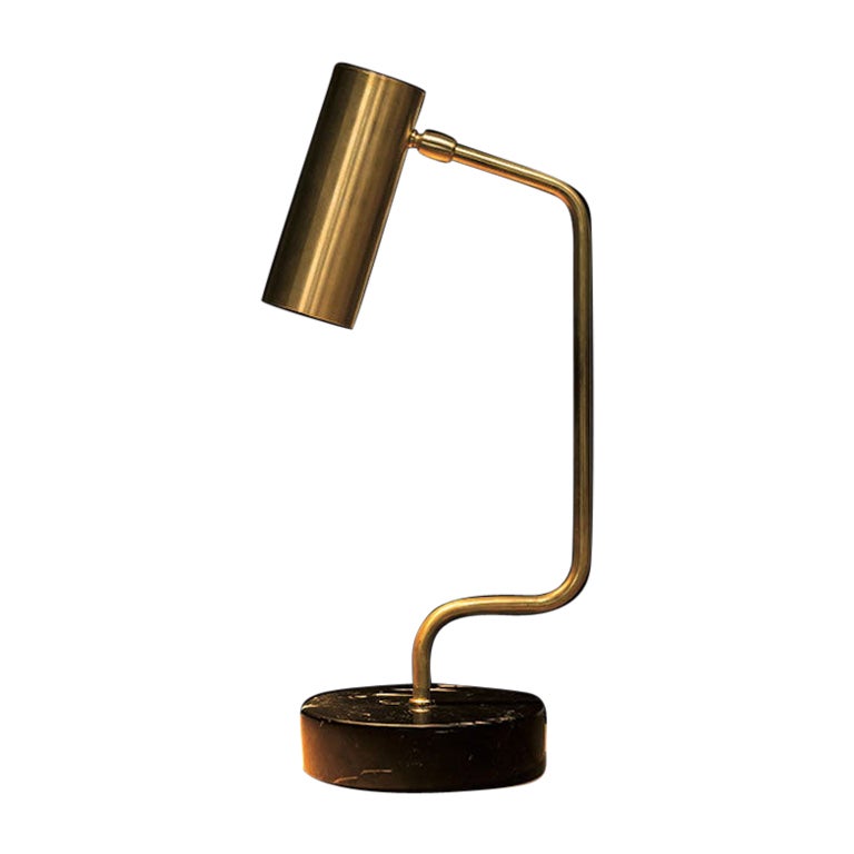 Brass and Marble Contemporary-Modern Table Lamp Handcrafted in Italy by 247lab For Sale