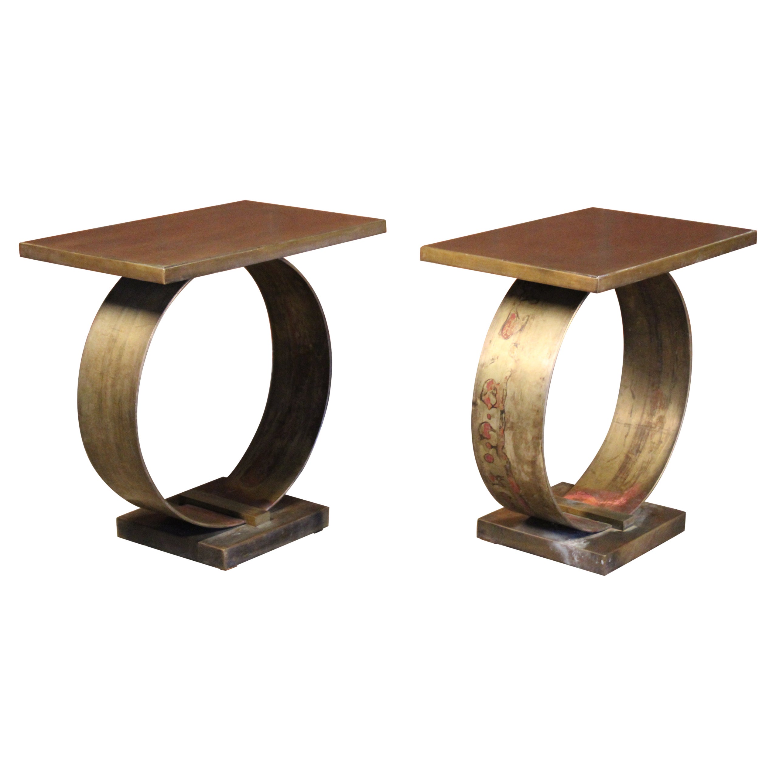 Pair of Bronze End Tables, 1970s