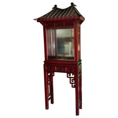 Retro Asian Chinoiserie Pagoda Display Cabinet