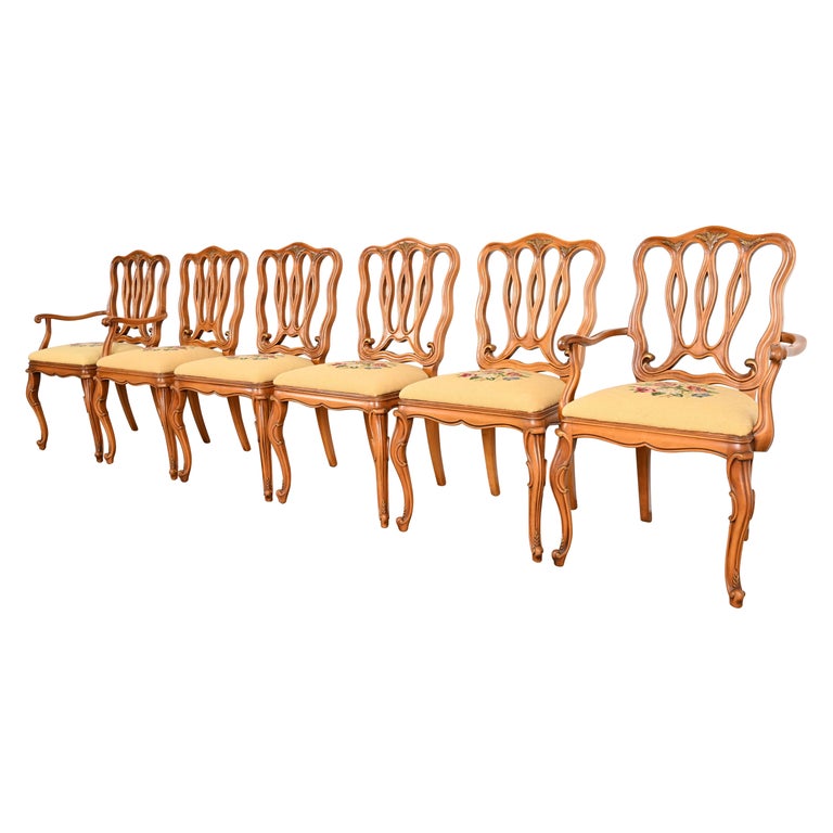 Romweber French Provincial Louis XV Fruitwood Dining Chairs, Set of Six ...