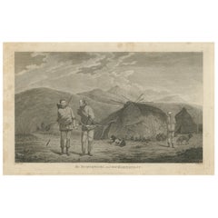 Antique Print of Chukchi Men and Their Habitations in Siberia