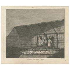 Antique Print of the Interior of a Morai on Kauai Island, Hawaii