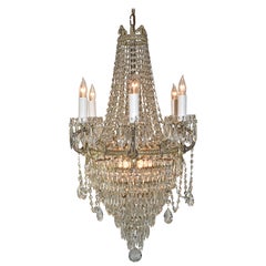 Antique Crystal and Brass Chandelier