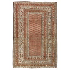 Antique Early 20th Century Handmade Persian Malayer Small Accent Rug